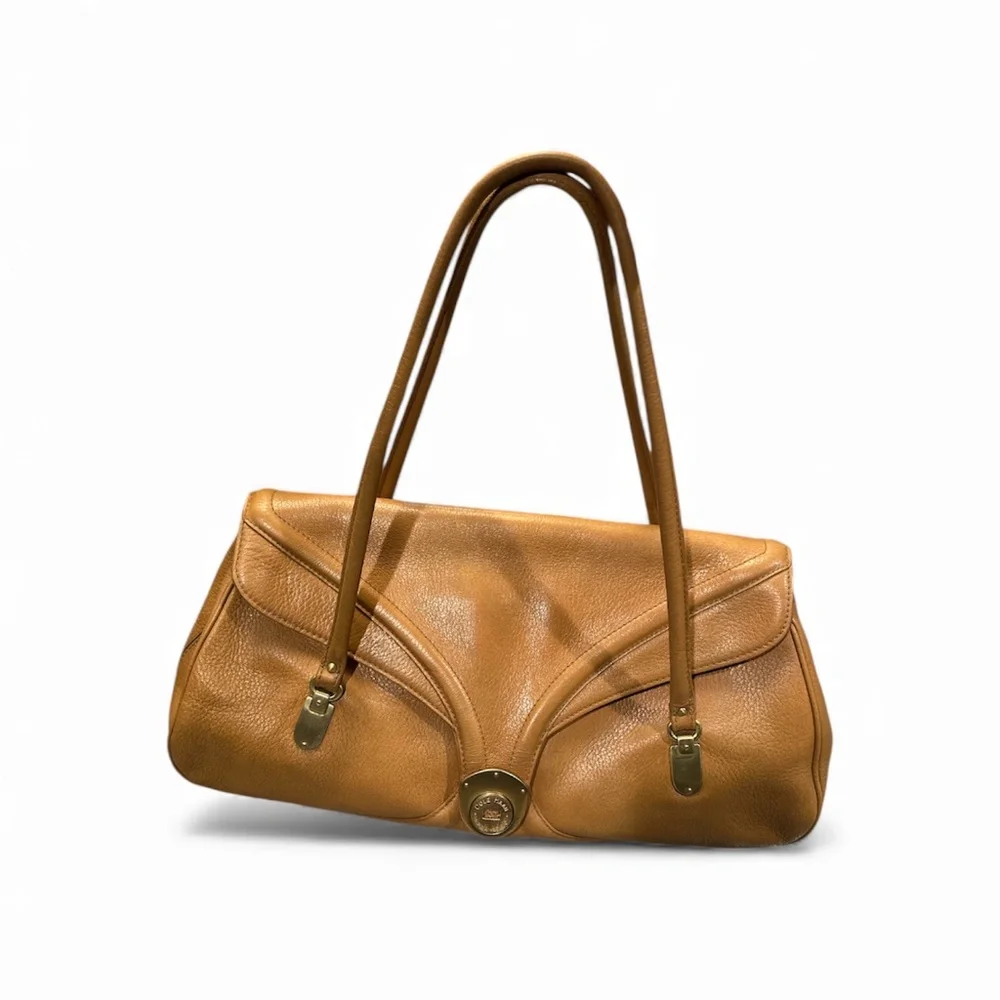 Vintage Cole Haan Jasmine Leather Satchel Tan Pebbled Y2K Quiet Luxury